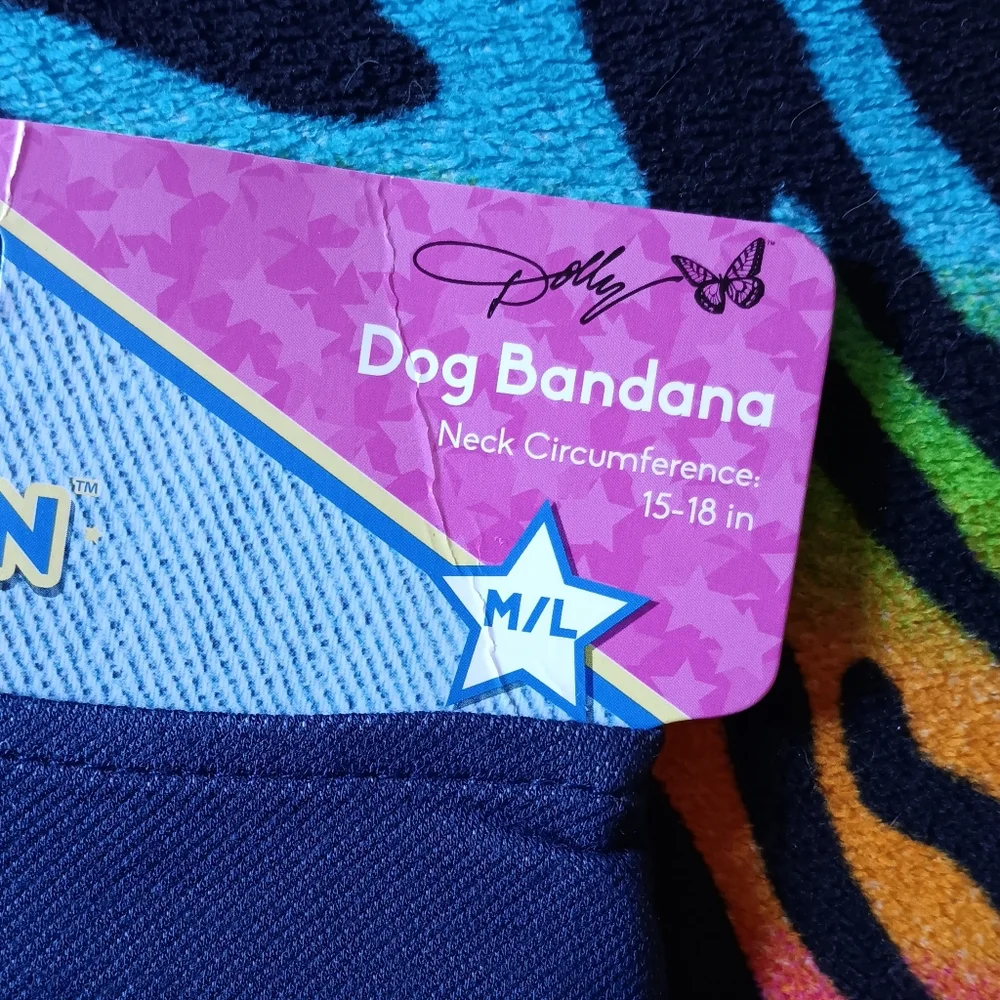 💙❤️ Doggy Parton Dog Bandana Pet Medium Large Dolly Western Denim - Picture 4 of 12
